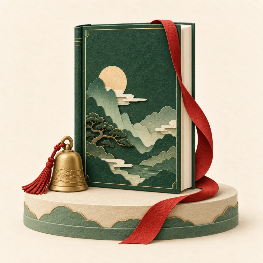 Новая книга на подставке с красной лентой